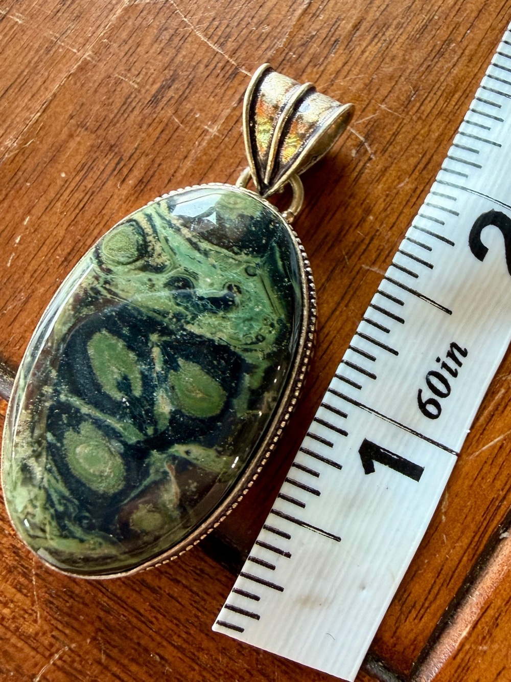 Green Kambaba Jasper Oval Pendant